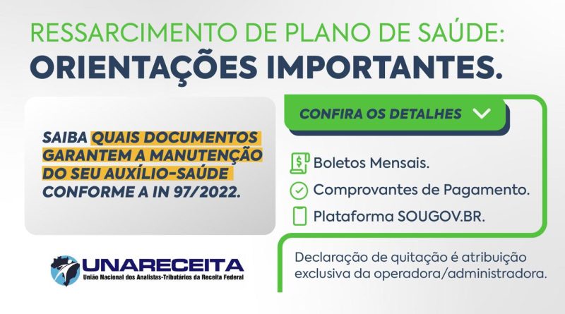 Documentação comprobatória para ressarcimento de plano de saúde